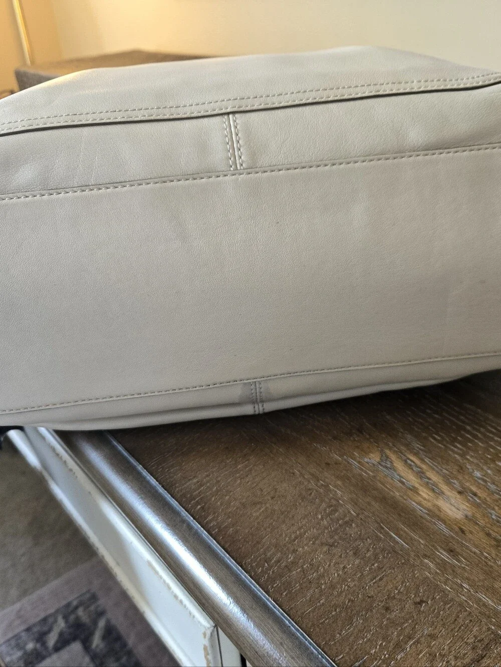 Coach 13505 Cream Leather Large Satchel Shoulder Bag Gold Hardware